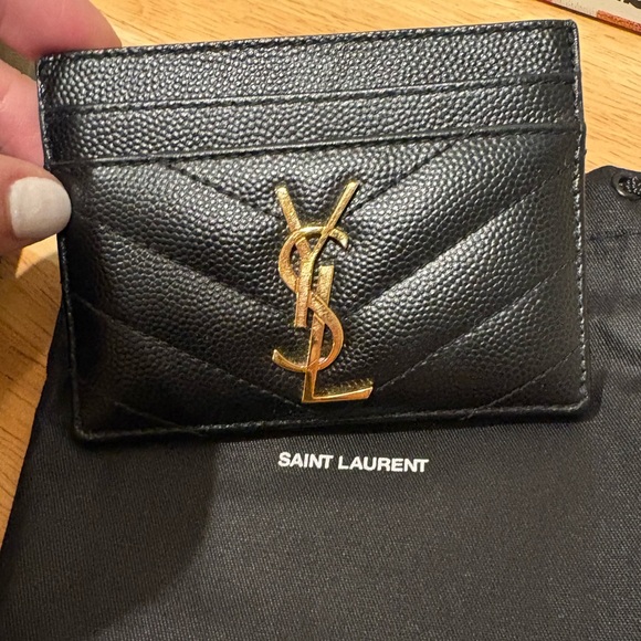 Yves Saint Laurent Black and Gold Card Holder - Picture 2 of 9